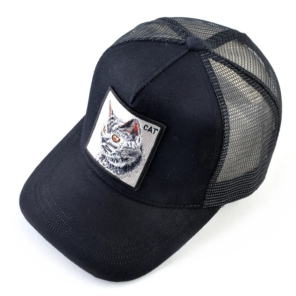 Fashion Baseball Cap with Cat Embroidery Patch Snapback Hip Hop Trucker Caps Men and Women Outdoor Streetwear Caps TMDHLM