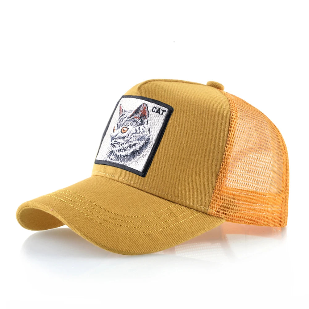 Fashion Baseball Cap with Cat Embroidery Patch Snapback Hip Hop Trucker Caps Men and Women Outdoor Streetwear Caps TMDHLM