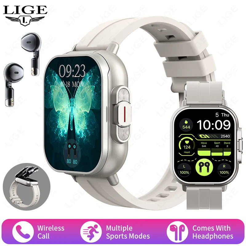 TWS 2In 1 Smart Watch with Headphones Sports Watch Bluetooth Headset Call Watch Men Health Monitor NFC Women Smartwatch Earbuds