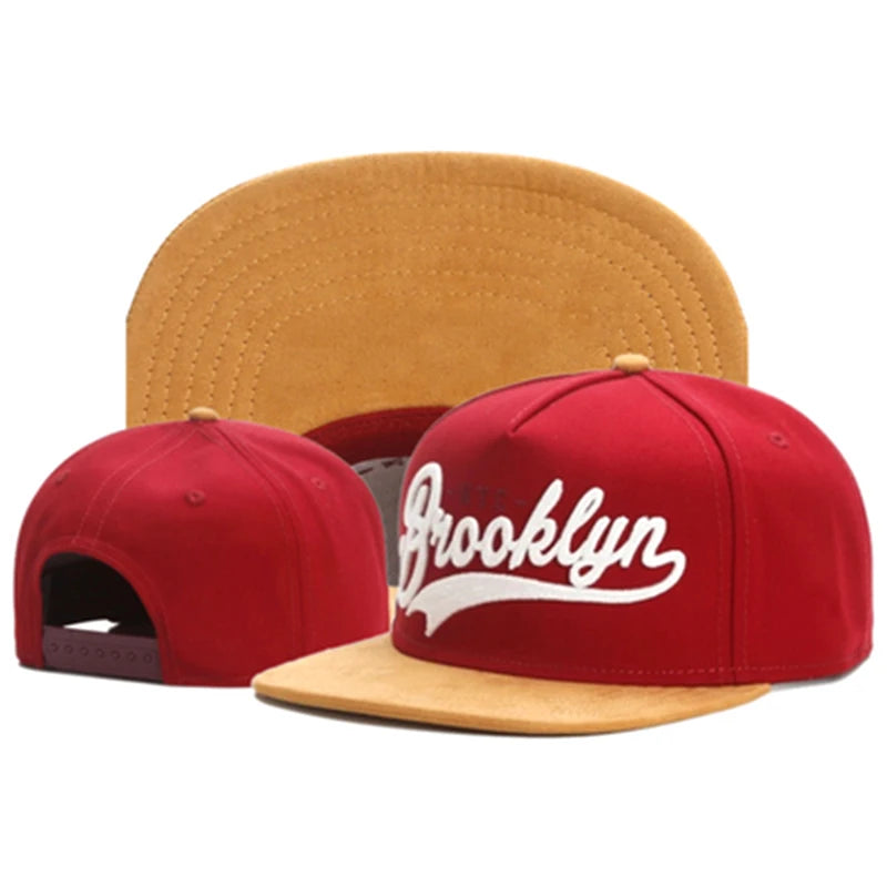 Brand FASTBALL CAP BROOKLYN Faux Suede Hip Hop Red Snapback Hat for Men Women Adult Outdoor Casual Sun Baseball Cap Bone