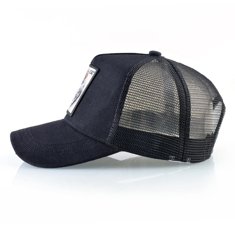 Fashion Baseball Cap with Cat Embroidery Patch Snapback Hip Hop Trucker Caps Men and Women Outdoor Streetwear Caps TMDHLM