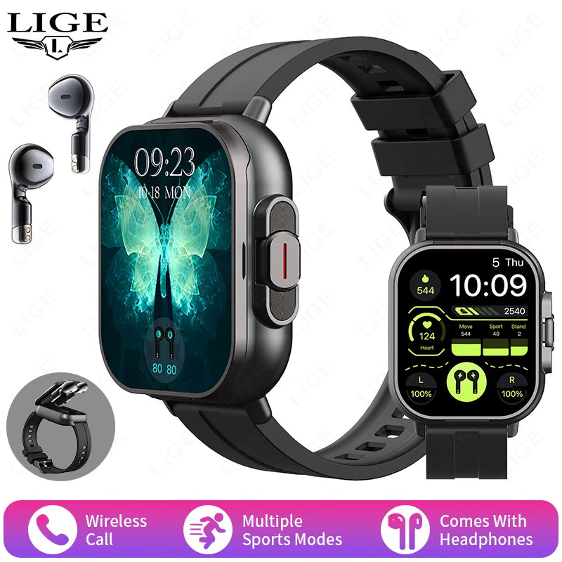 TWS 2In 1 Smart Watch with Headphones Sports Watch Bluetooth Headset Call Watch Men Health Monitor NFC Women Smartwatch Earbuds