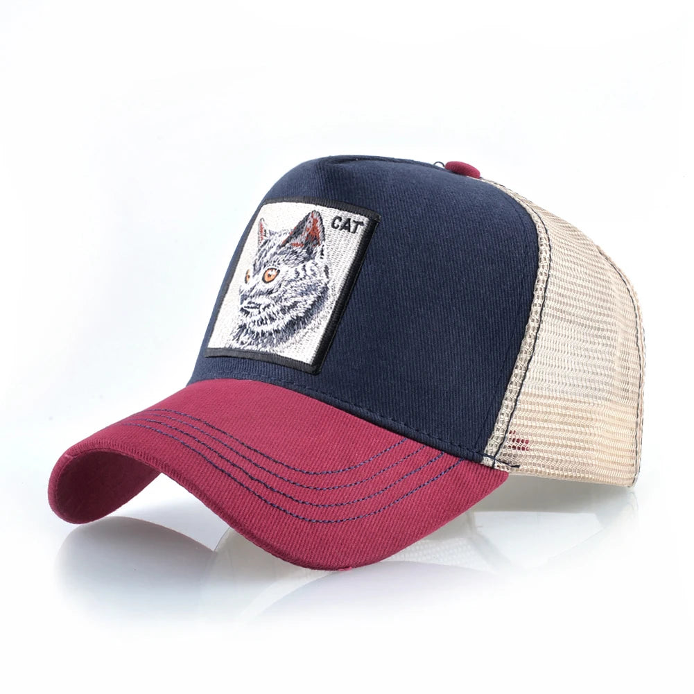 Fashion Baseball Cap with Cat Embroidery Patch Snapback Hip Hop Trucker Caps Men and Women Outdoor Streetwear Caps TMDHLM