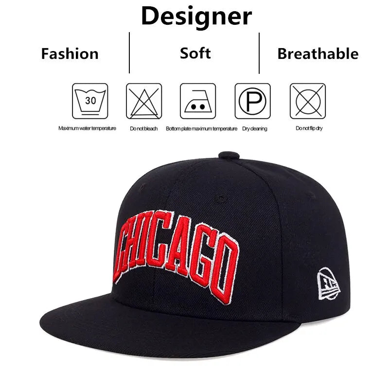 Unisex CHICAGO Embroidery Hip-Hop Hats Outdoor Adjustable Casual Baseball Caps Sunscreen Hat